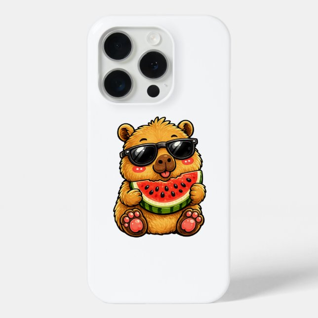 Funda De Case-Mate Para iPhone Fresco Capybara Sandía Verano (Reverso )