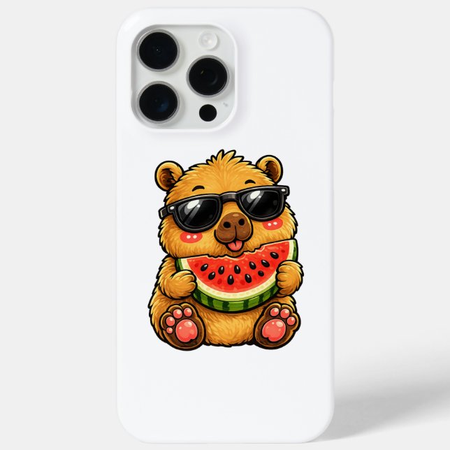 Funda De Case-Mate Para iPhone Fresco Capybara Sandía Verano (Reverso )