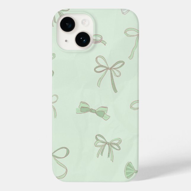 Funda De Case-Mate Para iPhone Fresh Mint Bow Pattern (Reverso )