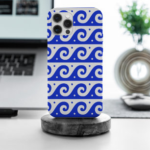 Funda Para iPhone 15 Pro Max Fret griego, patrón de onda mediterránea, azul