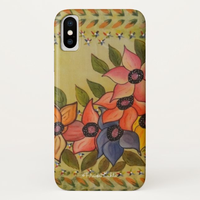 Funda De Case-Mate Para iPhone Frida Kahlo Pintó Flores (Reverso)