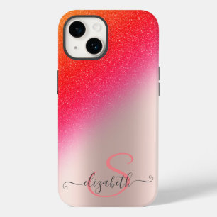 Funda Para iPhone 14 De Case-Mate Frio brillo ombre rosa dorado monograma