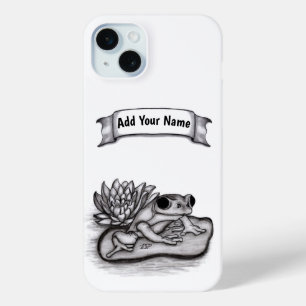 Funda Para iPhone 15 Mini Froggy with Lotus Flower , Add Your Name
