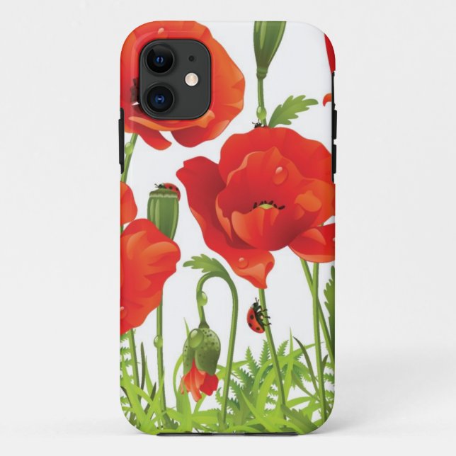 Funda De Case-Mate Para iPhone Frontera horizontal con la amapola roja (Reverso)
