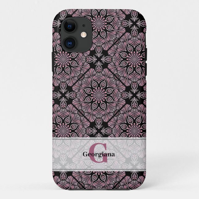 Funda De Case-Mate Para iPhone Fronteras florales Dusky Rosa personalizadas Manda (Reverso)