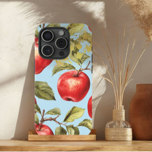 Funda Para iPhone 15 Fruta de Apple color pastel azul, rojo y oro