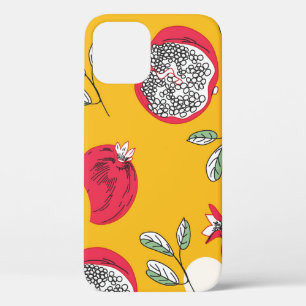 Funda Para iPhone 12 Fruta de Garnet: Patrón de Vintage de mano.