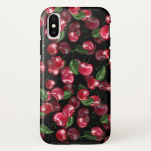Funda Para iPhone X Fruta del cerezo en negro