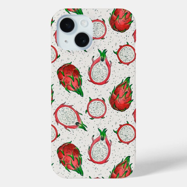 Funda De Case-Mate Para iPhone Fruta del dragón rojo en blanco roto (Reverso )