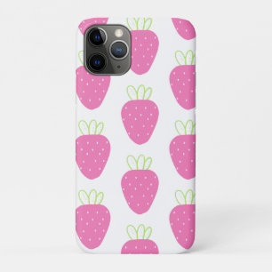 Funda Para iPhone 11 Pro Fruta Minimalista de fresa rosa de color de agua