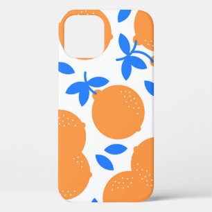 Funda Para iPhone 12 Fruta naranja: Exquisito patrón azulado.