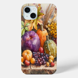 FUNDA PARA iPhone 15 MINI FRUTAS DE CAÍDA Y VERDURAS DE COLOR DE AGUA LUMINO