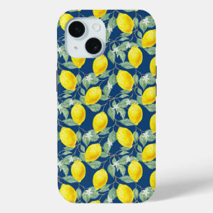 FUNDA PARA iPhone 15 FRUTAS DE LIMÓN FONDO AZUL