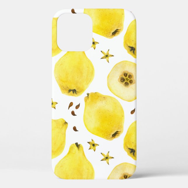 Funda De Case-Mate Para iPhone Frutas frescas de membrillo amarillo, acuarela tra (Reverso )