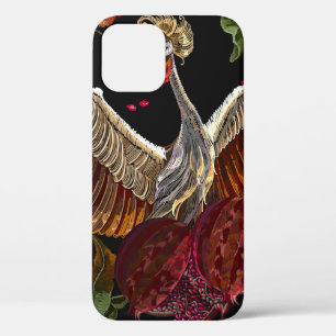 Funda Para iPhone 12 Frutas granadas maduradas, aves grullas y silvestr