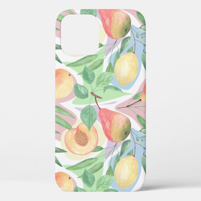 Funda De Case-Mate Para iPhone Frutas, melocotones, peras, limones, acuarela (Reverso )