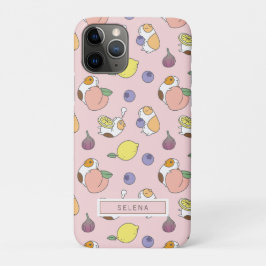 Funda Para iPhone 11 Pro Frutas y cerdos de Guinea en rosa melocotón