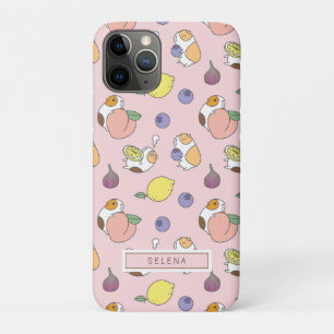 Funda Para iPhone 11 Pro Frutas y cerdos de Guinea en rosa melocotón