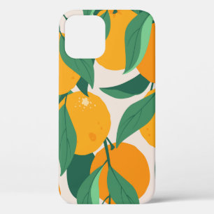 Funda Para iPhone 12 Frutas y hojas naranjas sin fisuras