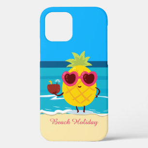 Funda Para iPhone 12 Fruto de piña en las vacaciones de playa Cute colo