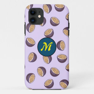 Funda Para iPhone 11 Frutos de pasión monocroma iniciales adorables púr