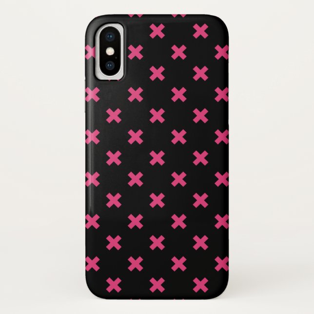 Funda De Case-Mate Para iPhone Fuchsia cruza puntos en negro (Reverso)
