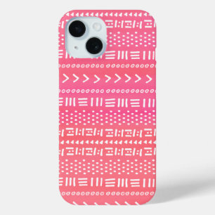 Funda Para iPhone 15 Fuchsia Pink Boho Stripes Pattern