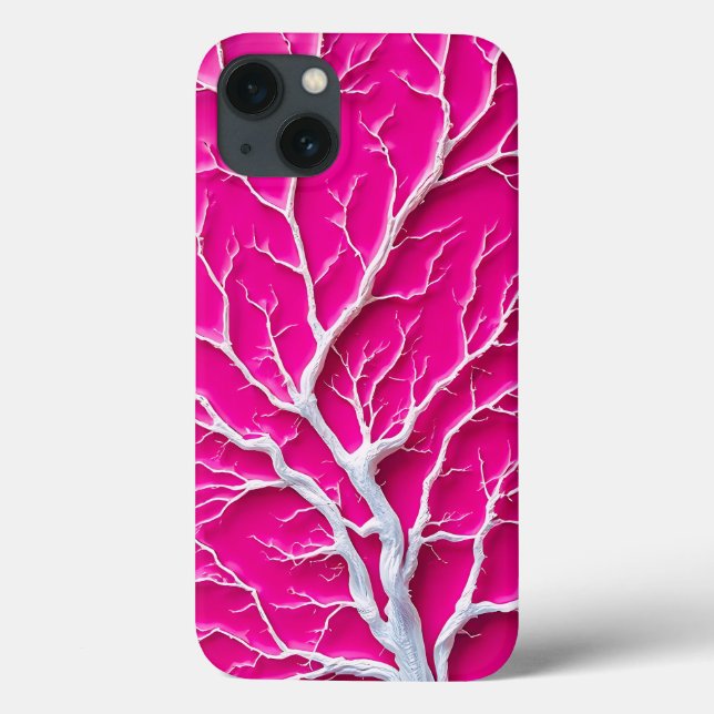 Funda De Case-Mate Para iPhone Fuchsia Pink Organic Branch iPhone Case Women (Reverso)