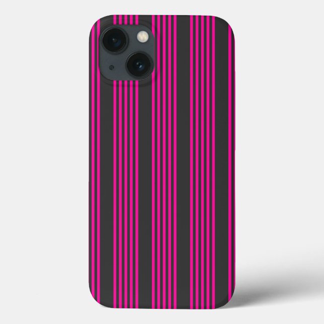 Funda De Case-Mate Para iPhone Fuchsia y carbón vegetal de cinco rayas (Reverso)