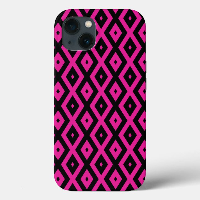 Funda De Case-Mate Para iPhone Fuchsia y Funda-Mate iPhone de patrón diamantífera (Reverso )