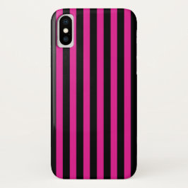 Funda Para iPhone X Fuchsia y rayas de caramelo negro