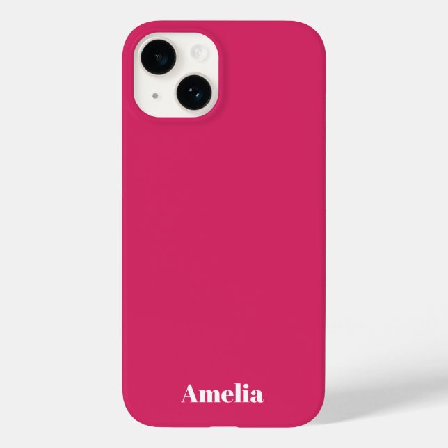Funda De Case-Mate Para iPhone fucsia moderno script blanco Nombre Personalizado  (Reverso )
