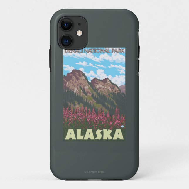 Funda De Case-Mate Para iPhone Fuego y Montañas - Parque Denali Nat'l, (Reverso)