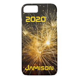 Funda Para iPhone 8/7 Fuegos artificiales de oro en el nombre personaliz