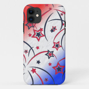 Funda Para iPhone 11 Fuegos artificiales sobre rojo blanco azul