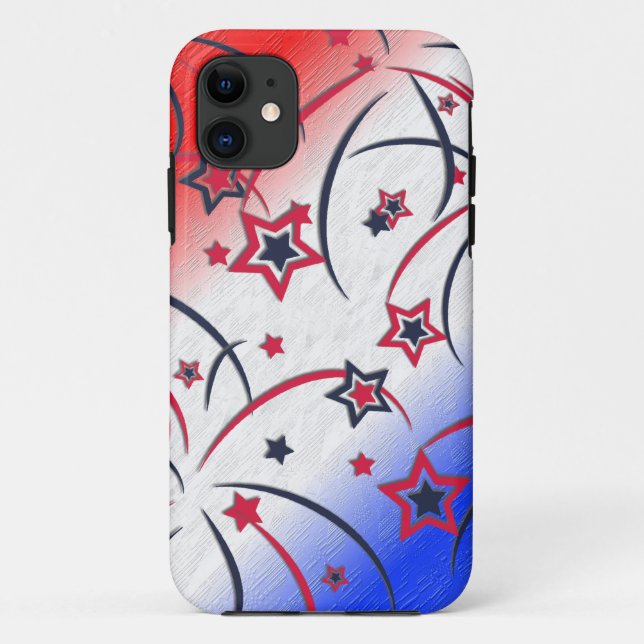 Funda De Case-Mate Para iPhone Fuegos artificiales sobre rojo blanco azul (Reverso)