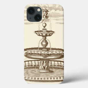 Funda Para iPhone 13 Fuente del patio con Cherub ornamental