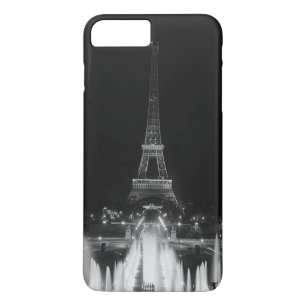 Funda Para iPhone 8 Plus/7 Plus Fuente vintage de París Torre Eiffel noche