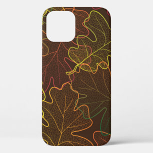 Funda Para iPhone 12 Fugas transparentes de roble, patrón otoño.