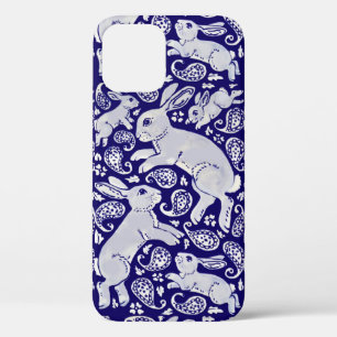 Funda Para iPhone 12 Fun Blue Rabbit Paisley Floral Delft Dedham Animal