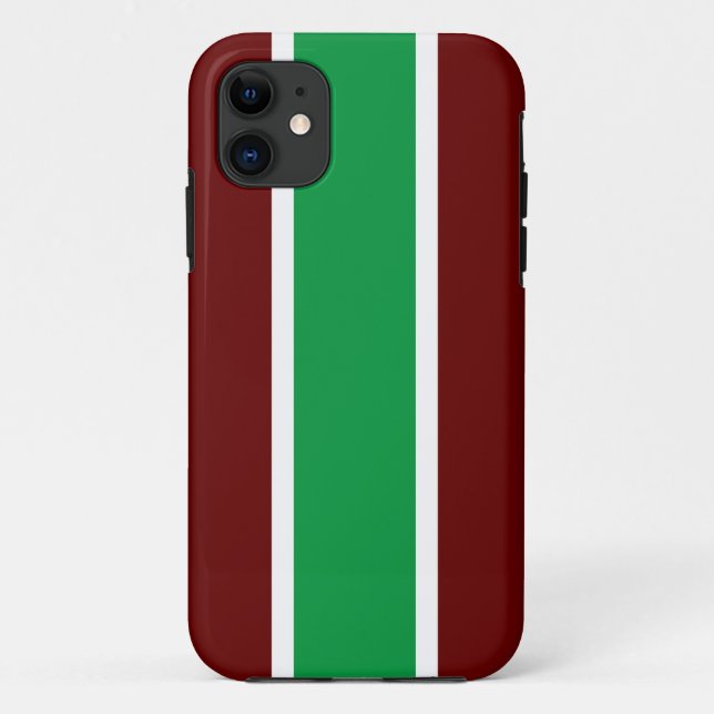 Funda De Case-Mate Para iPhone Fun Bright Green Dark Red White Stripes verticales (Reverso)