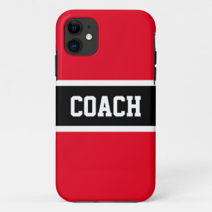 Funda Para iPhone 11 Fun Bright Red Black Stripes Bold COACH Textos