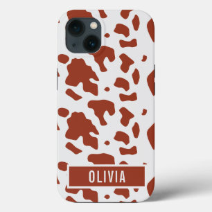 Funda Para iPhone 13 Fun Custom Name Ayrshire Cow Animal Print Pattern