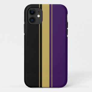 Funda Para iPhone 11 Fun Elegant Refinado Black Purple Carreras Stripes