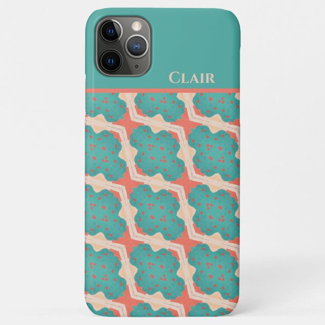 Funda De Case-Mate Para iPhone Fun & Funky Organic Pattern Verde azulado Naranja (Reverso)