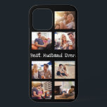 Funda Para iPhone 12 Fun Photo Best Husband Collage Personalizado Negro<br><div class="desc">Fotografía divertida, mejor marido, nunca collage de fotos, diseño negro personalizado. Cambie la foto y cambie el texto "Mejor. Esposo. Nunca". bien si lo deseas. Haga clic en Personalizar arriba. Ideal para Navidades, cumpleaños, aniversario o simplemente porque. Cambia las 7 fotos a tus fotos favoritas de tu esposo y/o fotos...</div>