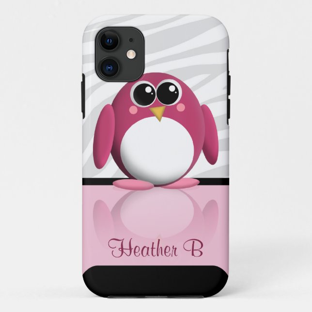Funda De Case-Mate Para iPhone Funda Adorable Pingüino Rosa Personalizado para iP (Reverso)