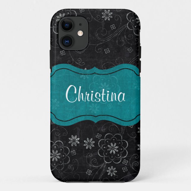 Funda De Case-Mate Para iPhone Funda Black Floral Mate ID™ iPhone 5 (Reverso)