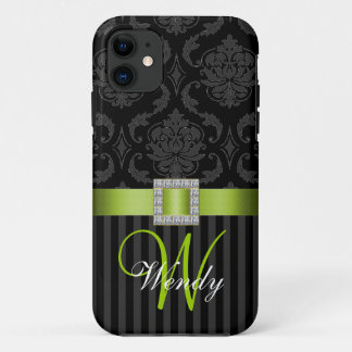 Funda Black Gray Lime Geen Damask Stripes iPhone 5