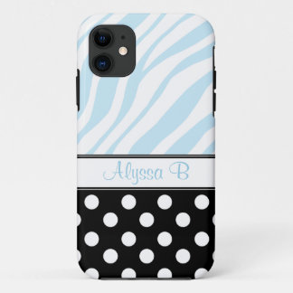 Funda Black Polka Dot Blue Zebra Print iPhone 5